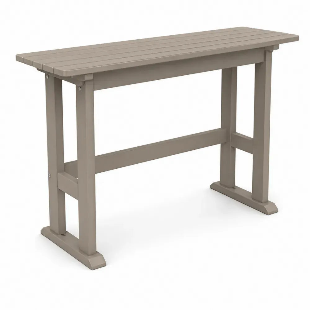 Garten-Stehtisch Bartisch rechteckig HDPE-Lamellen mit Fußstrebe Taupegrau 120 x 45 x 105 cm