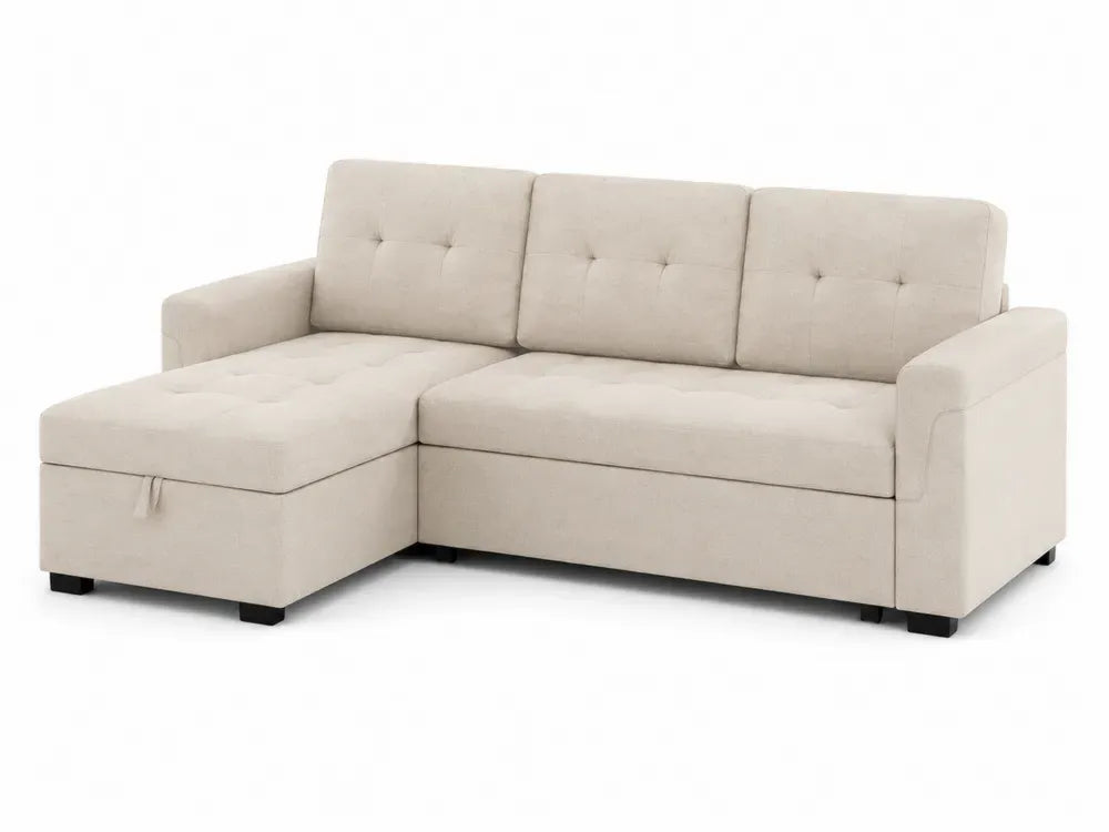 Modulares Ecksofa 3 Sitzer mit Recamiere links 215 x 145 x 85 cm aus Polyestergewebe Kiefernholz Sperrholz und Polyurethanschaum L Form Beige Schwarz
